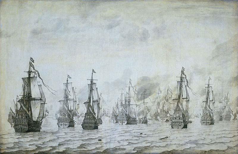 willem van de velde  the younger The naval battle against the Spaniards near Dunkerque, 18 february 1639